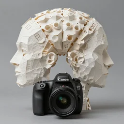 symmetrical emerging intelligence. canon 5 d 5 0 mm lens. papier - mache