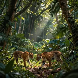 summer time in jungle, jungle cats playing