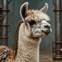 llama with dreadlocks, detailed, industrial scifi, by ernst haeckel, james jean, mandy jurgens