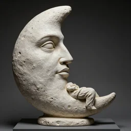 a sculpture of a content moon man, by sergio bustamante, 8 k resolution