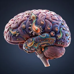 a gigantic human brain made entirely of Mandelbrot fractals, trending on artstation, 8k octane render, hyperrealistic