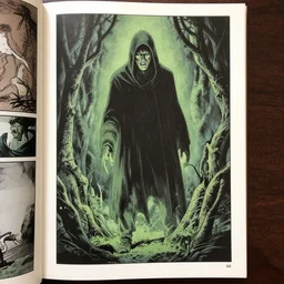 a page out of an hp lovecraft comic book, full color, uncanny