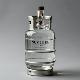 an award winning photo of a glass vodka bottle inspired by a propane cylinder, studio lighting, 50.0mm