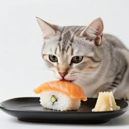 photo of a kitten eating sushi, award - winning photograph, hd