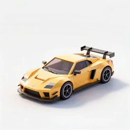 a low poly game object of a single sport car on the white background, in the center