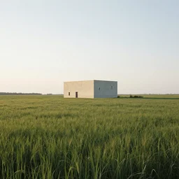 A serene landscape with a singular building in the style of  Darek Zabrocki.