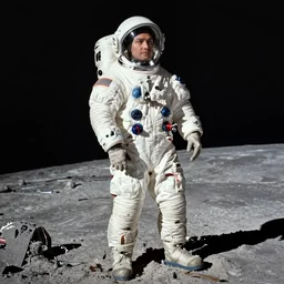 “john glenn walking on the moon in the style of Georgia O’keefe with flowers and rocks”