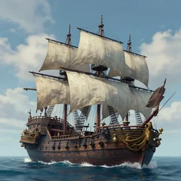 a 4 k fantasy matte painting of pirate ship. in the sky. artstation. sky pirates