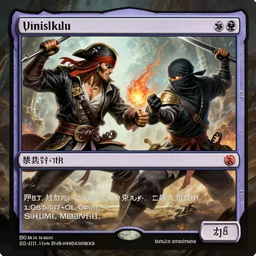 pirate vs ninja, epic battle, mtg art, fantasy art