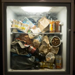 dirty crowded freezer