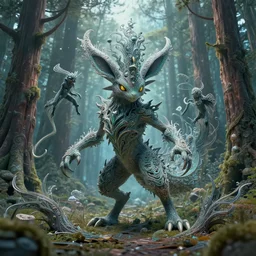 ( ghost pokemon ) creature creature in a alaskan forest, : : by michal karcz, daniel merriam, victo ngai and guillermo del toro : : ornate, dynamic, particulate, intricate, elegant, highly detailed, centered, artstation, smooth, sharp focus, octane render, 3 d