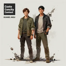 a couple of people standing next to each other, concept art by kael ngu, cgsociety contest winner, auto - destructive art, official art, artstation hd, concept art