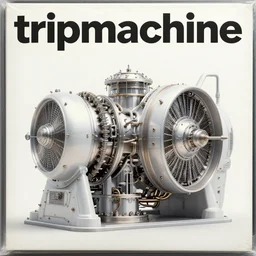 album art, tripmachine, album is called tripmachine, photo of a huge futuristic dieselpunk generator inside a steampunk machinery, 8 k, fluorescent colors, halluzinogenic, multicolored, exaggerated detailed, front shot, 3 d render, octane
