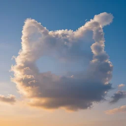 clouds, the clouds are shaped like a cat, sunset, ultra detailed, hyper realistic, digital art, 4 k.