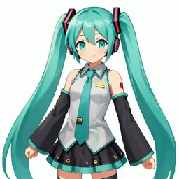 hatsune miku v 4, pixel art, trending on pixiv fanbox