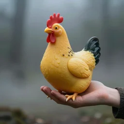 a hand emerges from the mist holding a rubber chicken, atmospheric, hyper detailed, artistic lighting, 8k, trending on art station