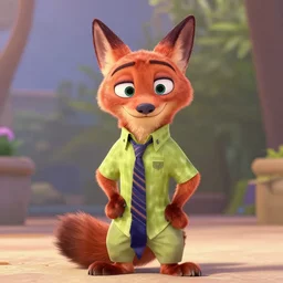 nick wilde from zootopia, pixar style
