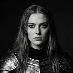 close up portrait of a female paladin by peder balke by peder balke by greg rutkowski, by guido crepax by norman bluhm mystic high contrast monochromatic noir, fantasy