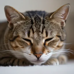 dslr photo still of a closeup of a sleeping cat, 4 k, 8 5 mm f 1 6