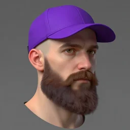 bearded bald man with a purple cap, detailed, digital art, artstation, smooth, sharp focus, art by artgerm, greg rutkowski, alphonse mucha