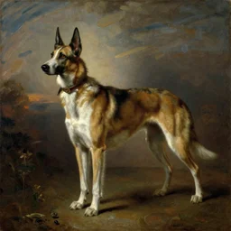 the hellhound, oil on canvas in the style of Romanticism by Eugène Delacroix
