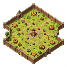 A high detailed isometric vector art presenting an aerial view of a RPG room by Transistor, dofus, Bastion, pyre, hades, Patreon content, containing tables and walls, HD, straight lines, vector, grid, dnd map, map patreon, fantasy maps, foundry vtt, fantasy grounds, aerial view ,dungeondraft , tabletop, inkarnate, dugeondraft, roll20