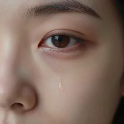 portrait of an eye from someone crying with a clearly visible tear drop, hyper detailed, realistic