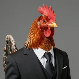 a high quality photo of a chicken wearing a suit, 8k, artstation