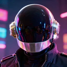 a daft punk with a beautiful and detailed helmet, rendered as an unreal engine 5 video game, some reflexions, ( ( some neons ) ) cinema 4 d, octane render, detailed, brawl stars, cinematographic, artstation greg rutkowski, full colors hd