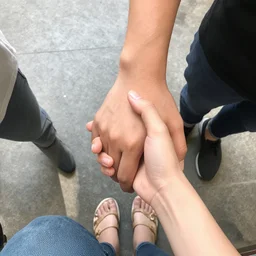 holding hands but with feet