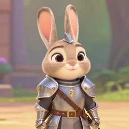 a cute bunny knight by disney pixar