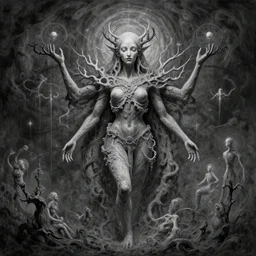 A metaphysical highly detailed tulpa/servitor in the style of Alex Grey
