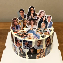 birthday cake made from collages of people