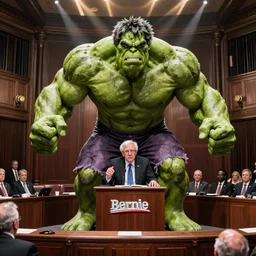 Bernie Sanders turns into the incredible green hulk!! while speaking on the congress floor, Associated Press Photo