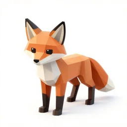 low polygon render of a fox on a white background, isometric 3 d, ultra hd