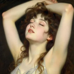 detailed portrait of peaceful anime girl graceful, eyes closed, ecstasy, painting by gaston bussiere, craig mullins, j. c. leyendecker