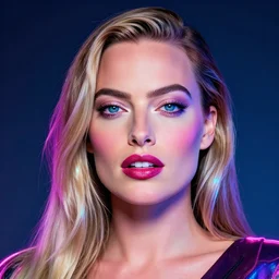 margot robbie as neon art, hyper detailed, award winning