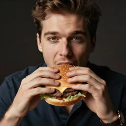 a man eating a burger, corporate artstyle