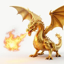golden dragon breathing fire, detailed, sharp focus, crisp lines, realistic, 3 d octane render, fantasy illustration from dnd
