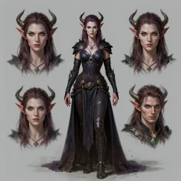 a full body and head portrait of a female tiefling - fantasy half - demonic race, d & d rpg portrait, 4 k, centered, art by artgerm, tim hildebrandt and gerald brom
