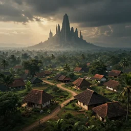 kerala village, an epic fantasy, dramatic lighting, cinematic, establishing shot, horizon forbidden west, extremely high detail, photorealistic, cinematic lighting, by simon stalenhag