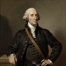 Buff George Washington looking like Rambo, renaissance painting