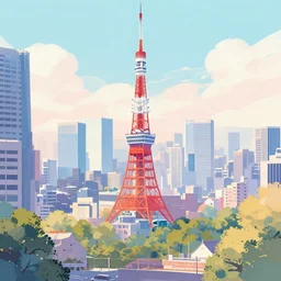 pastel colored digital art of tokyo, trending on artstation