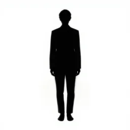 symmetry!! black and white silhouette drawing of a full body person standing, on white background by stanhope forbes, centered, clean image