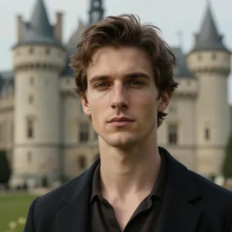 male portrait in ancient castle, fit building slender figure, beautiful looking man, soft lighting, highly detailed face!!, sharp focus, artstation, by gaston bussiere, augustus edwin john and john singer sargent and greg rutkowski