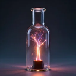glowing plasma in a glass bottle, studio lighting, edited in photoshop