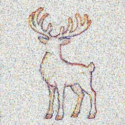 Reindeer made out of void, rainbow outline, fursona, furry, back, male furry anthro,