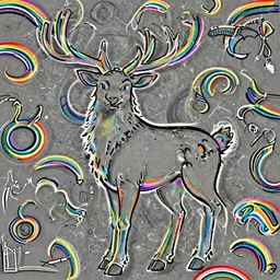Reindeer made out of void, rainbow outline, fursona, furry, back, male furry anthro,