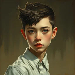 a teenager with stylish haircut, realistic artwork by chiara bautista and beksinski and norman rockwell and greg rutkowski, tom bagshaw weta studio, and lucasfilm