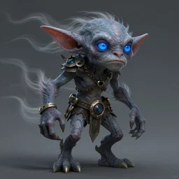 a highly detailed goblin with grey skin and blue eyes that glow, made of wind, like magic the gathering, goblin chainwalker, digital art, by christopher rush